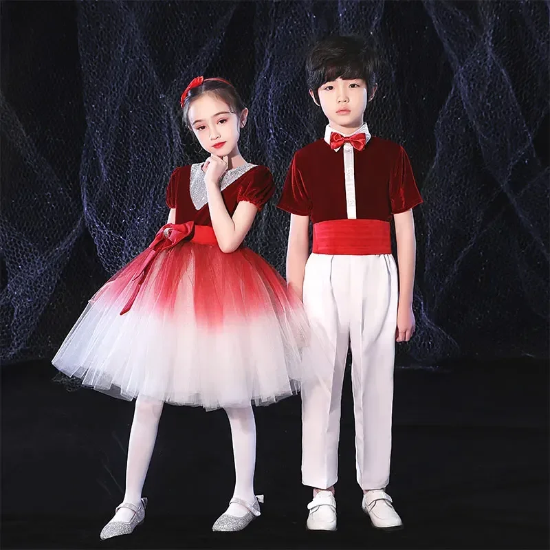 Children's Day Chorus Costumes Stage Performance Clothes Grand Choir Boy Girl Dance Ballet Dress School Pupil Recitation Costume