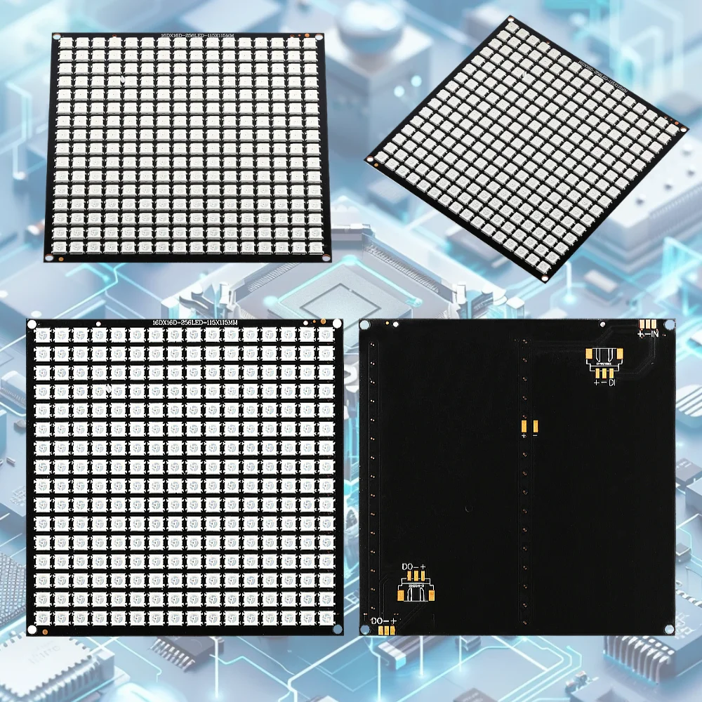 Painel de LED WS2812 para Decoração DIY, Módulo de Matriz 16x16 com 256 Pixels, Placa de Luz RGB Endereçável com Mudança de Cor Total, DC4.5-5.4V