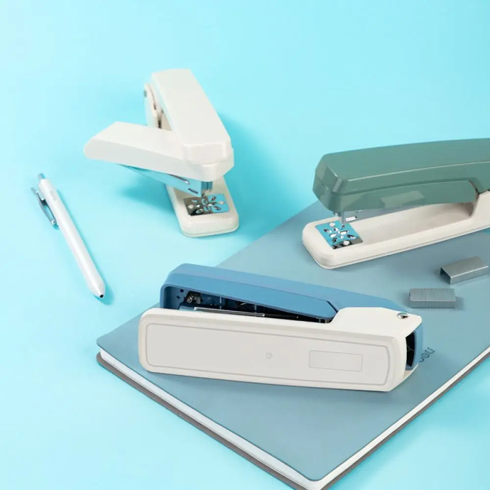 For For Deli 360 Degree Rotating Stapler Heavy Duty Paper Fastener Office Binding Stationery Student School Study Supplies