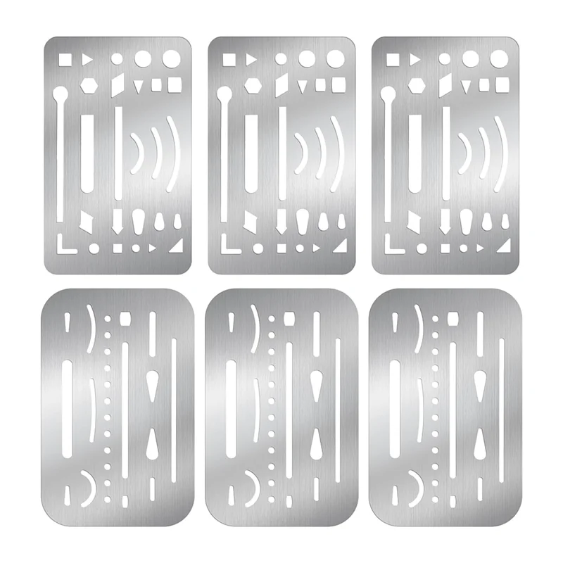 ABKY-Drawing Template Erasing Shields 6PCS 2 Styles Stainless Steel Eraser Shield Drafting Tools