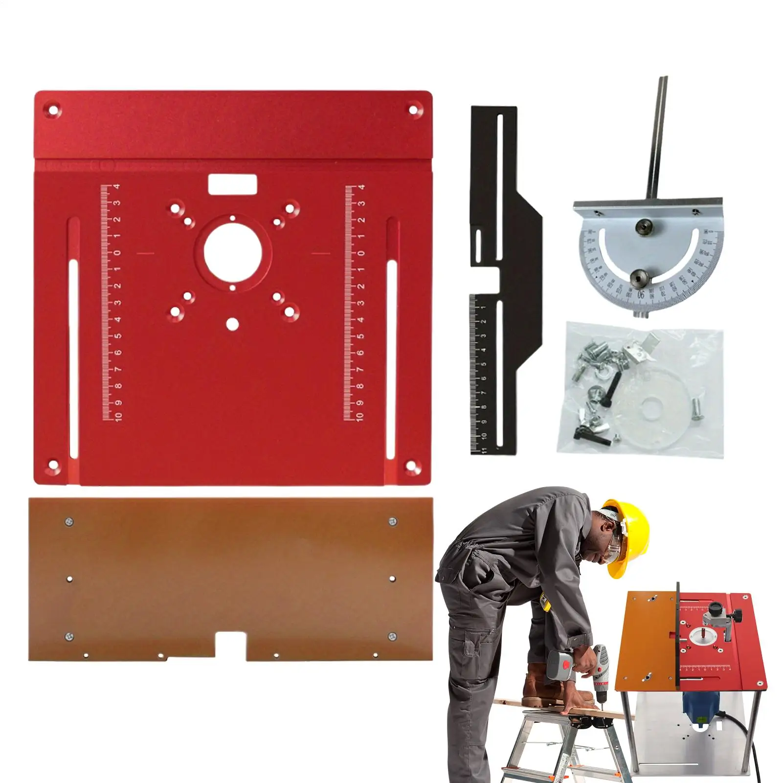 

Router Insert Plate Portable Aluminum Alloy Wear-Resistant Router Table Insert Plate Template For Trimming Deburring Milling