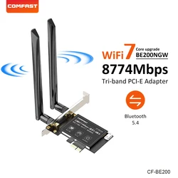 Intel Be200NGW WiFi7 8774Mbps PCI-E Adaptateur Sans Fil Leicrer and Bluetooth 5.4 Emplacement Carte Réseau Pour PC Win11 P1 10 Linux CF-BE200