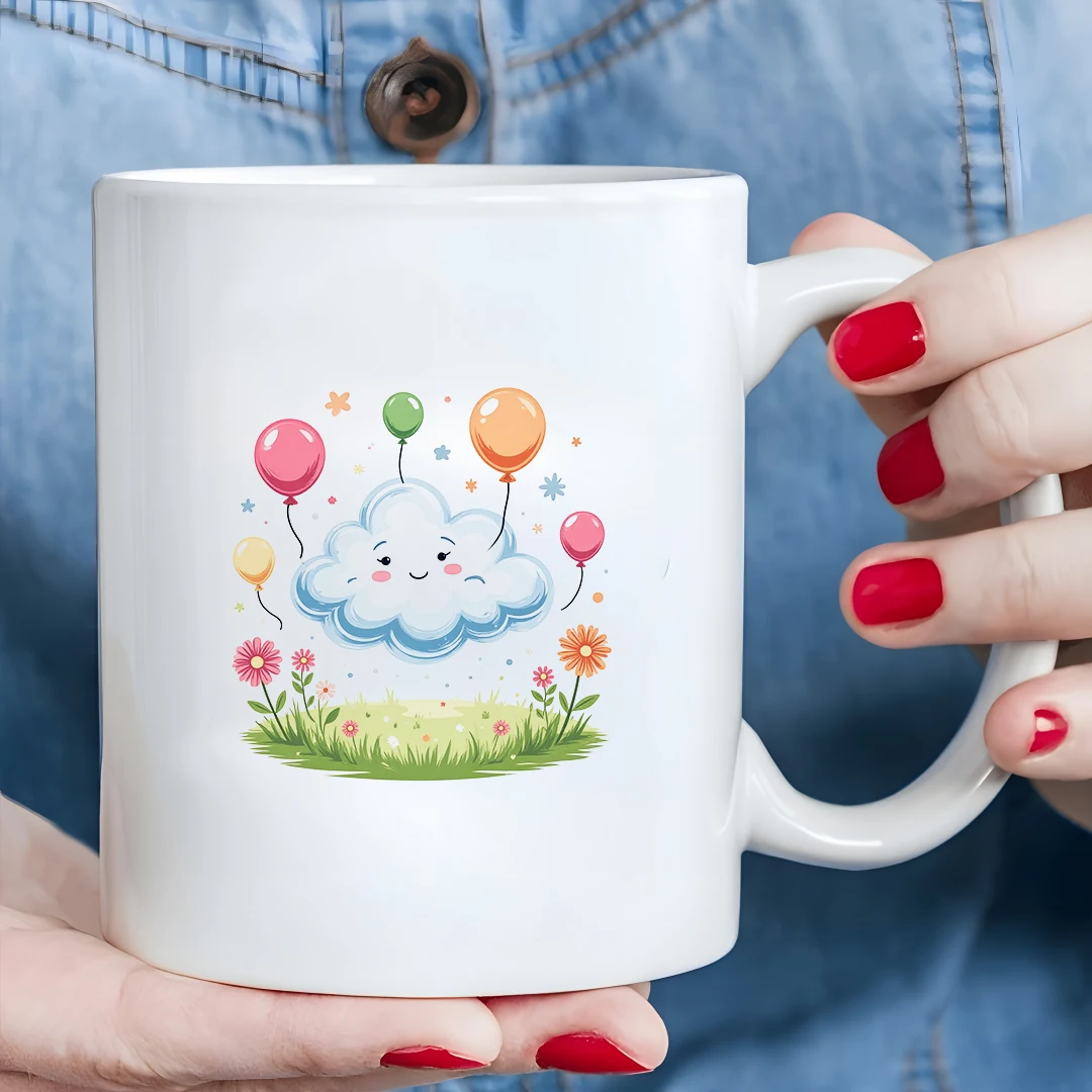 

11oz cartoon cloud mug + dreamy balloon flower sea cup kids drink cup Christmas gift family office cup