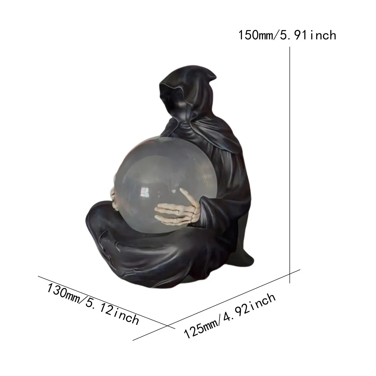 تمثال قاتم ريبر مع كرة زجاجية خفيفة فنية مخيفة لرف الكتب في الأماكن المغلقة #6