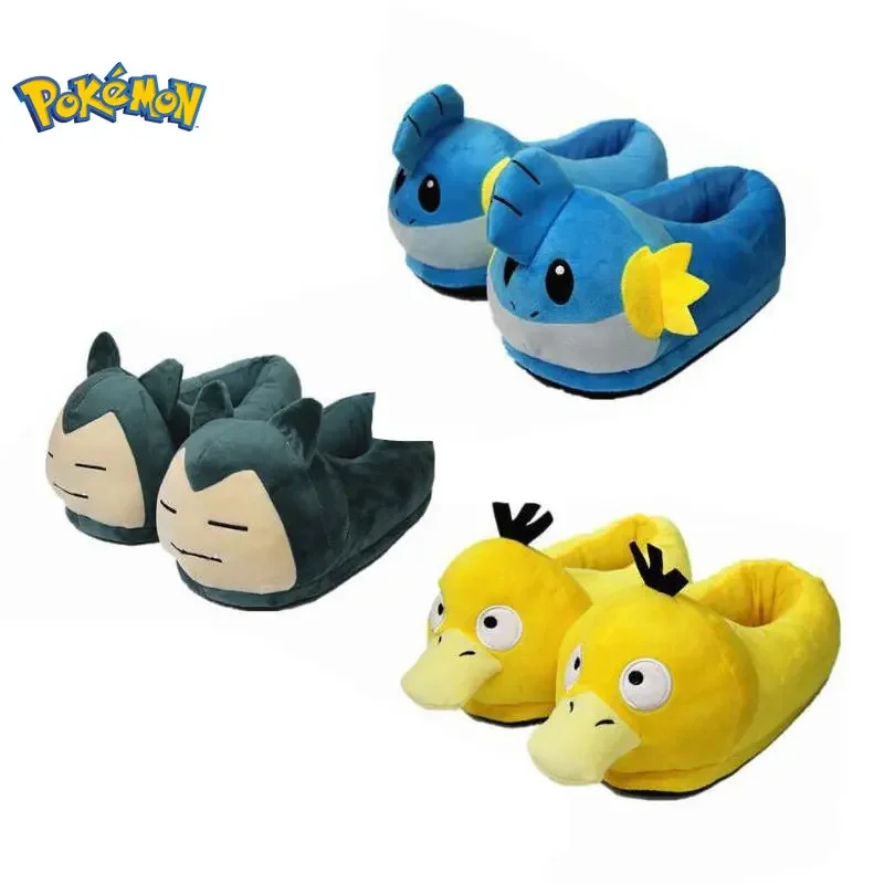 Pokemon Snorlax Plush Cotton Slippers Cartoon Eevee Keep Warm Plush Shoes Soft Stuffed Anime Elf Shoes Birthday Gift For Adults