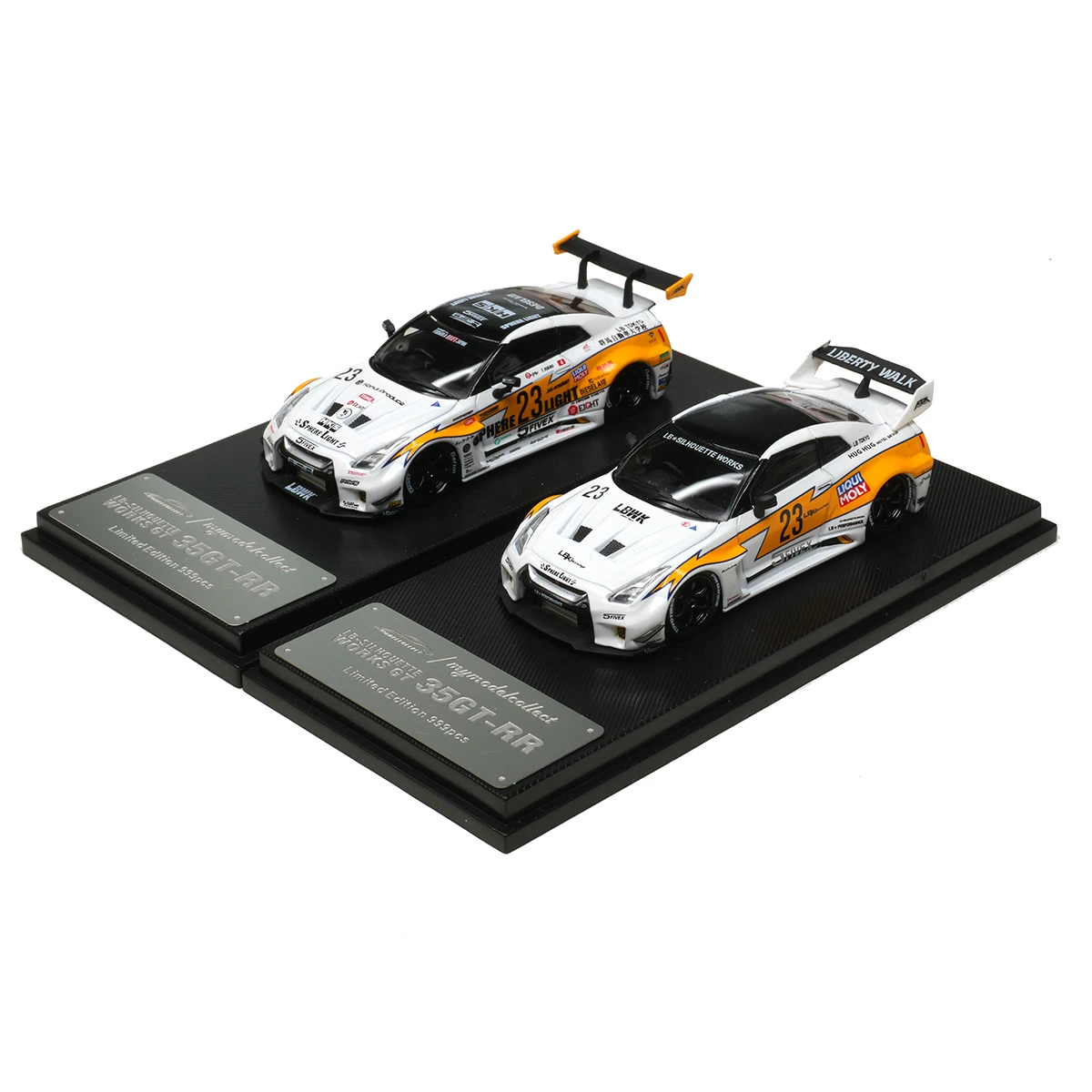 

MC In Stock 1:64 LBWK GTR R35 White Flash 23 1.5 3.0 35GT-RR Diecast Diorama Car Model Collection Toys