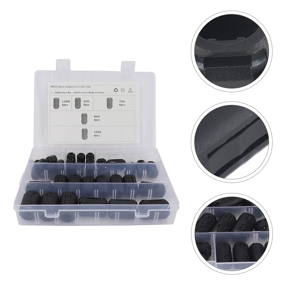 

36Pcs Ferrite Core Cord Ring Clip on Noise Suppressor for Power Cable USB Audio Video Data Cable Signal Quality Improvement