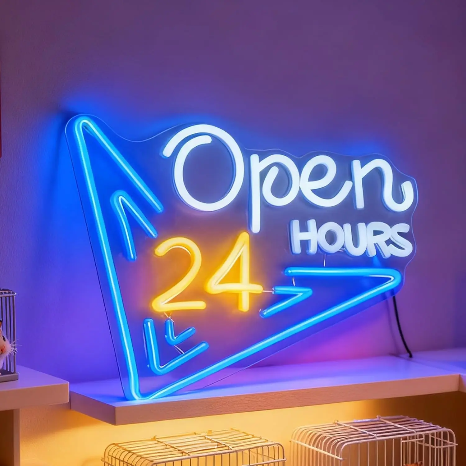 

﻿ 24 Hours Open Neon Sign USB Powered Handmade LED Light for Bar Beauty Salon Massage Parlor Shop Restaurant Bedroom Decoration