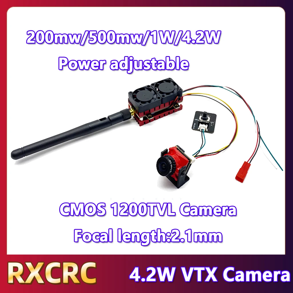 RXCRC 5.8G 48CH 4.2W 고출력 VTX 송신기 아날로그 비디오 CMOS 1200TVL 카메라 2.1mm RC FPV 장거리 고정익 드론용