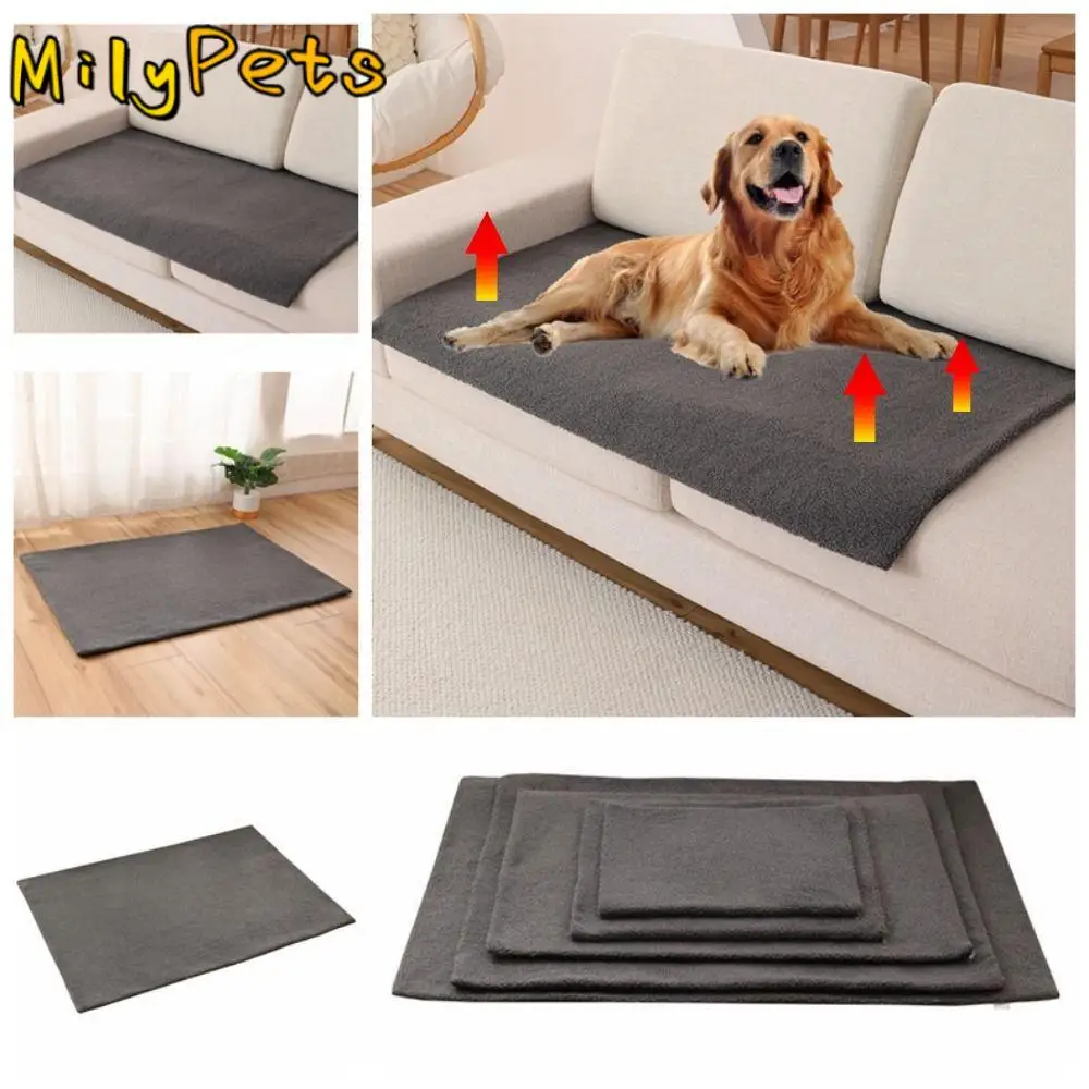 

Bed Liner Washable Self-heating Pet Mat Grey Reusable Dog Thermal Cushion Blanket Anti Slip Soft Sherpa Top Pet Pad Bed Travel