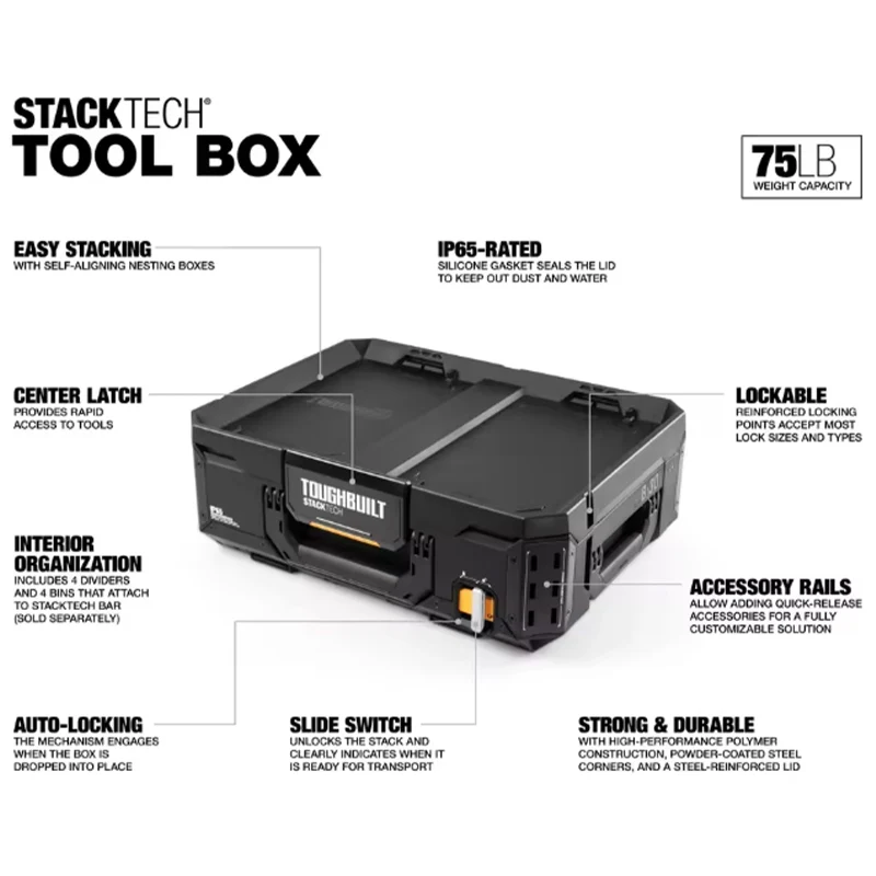 TOUGHBUILT StackTech ™ Stacking toolbox, multifunctional parts storage box, tool accessory storage, anti drop TB-B1-B-30