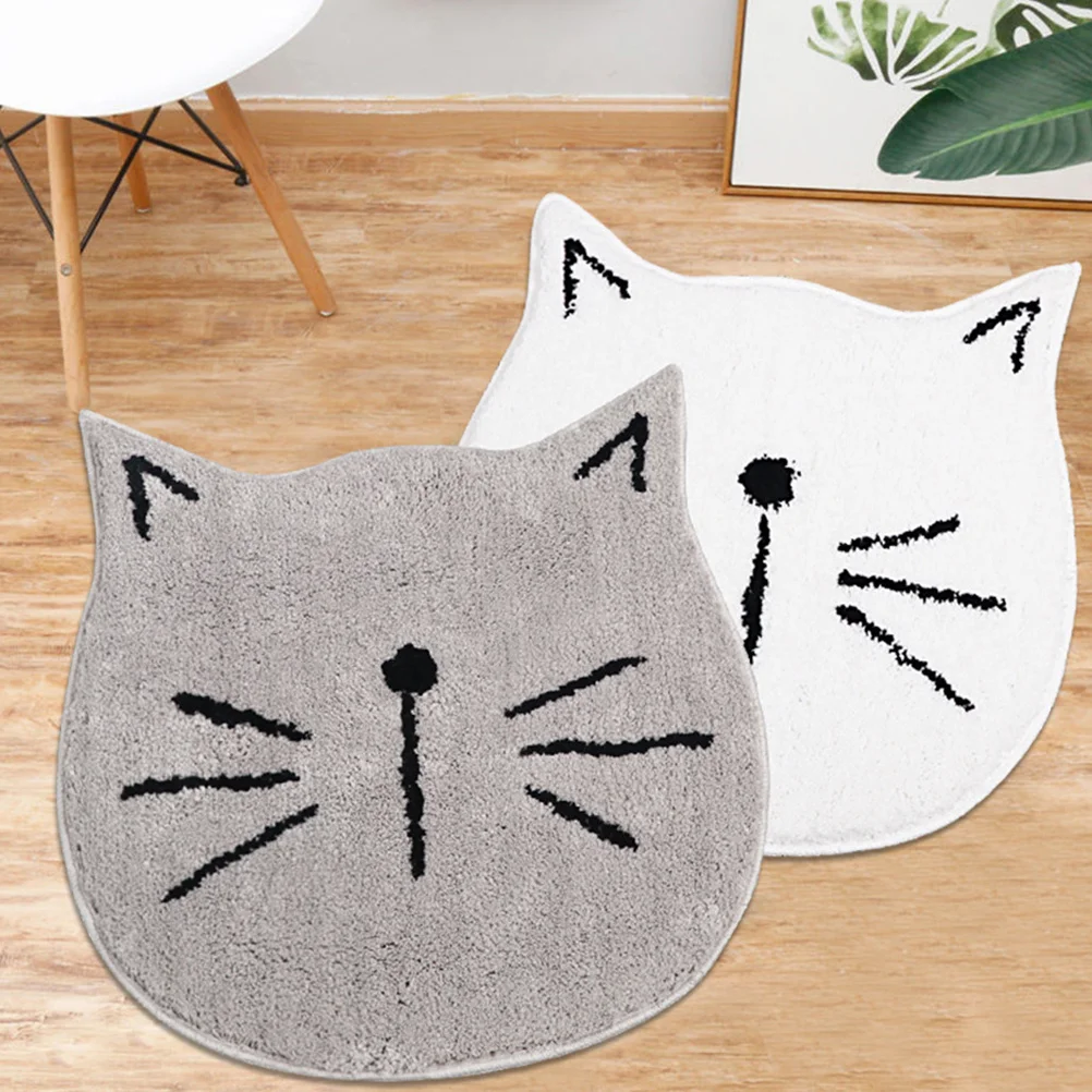 Cat Shaped Bathroom Mat 60x60cm Grey Non-Slip Water Absorption Bath Rug Bathroom Accessories Water Absorption Doormat