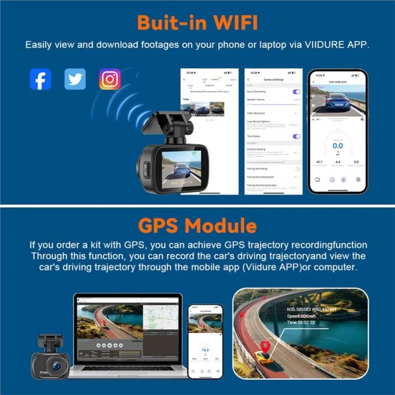 

A85E-Dual Lens 4K UHD Recording Car Dash Cam DVR Night Vision Video Recorder 4K Rear View Camera