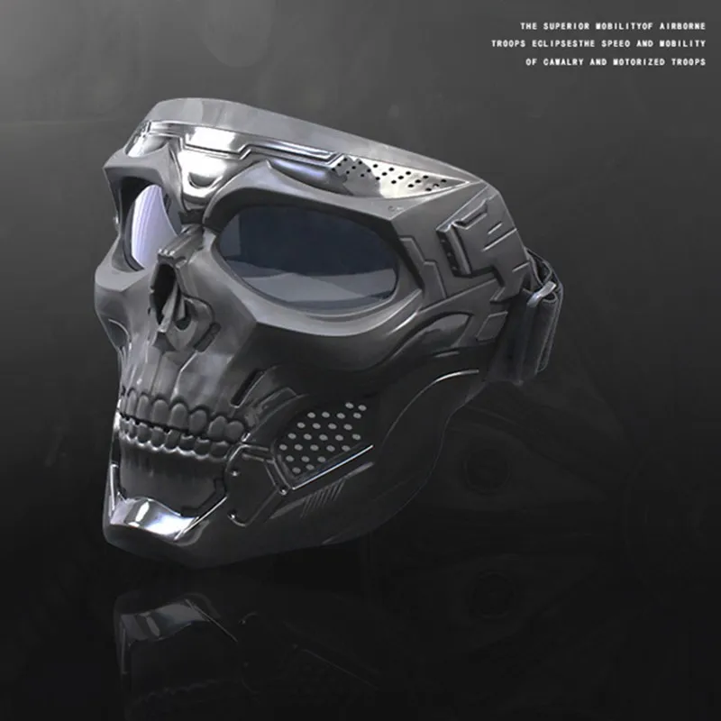 Halloween Cycling Mask Motorcycle Skull Skeleton Mask Windproof Full Face Mask Paintball Game Tactical Protection Helmet Mask