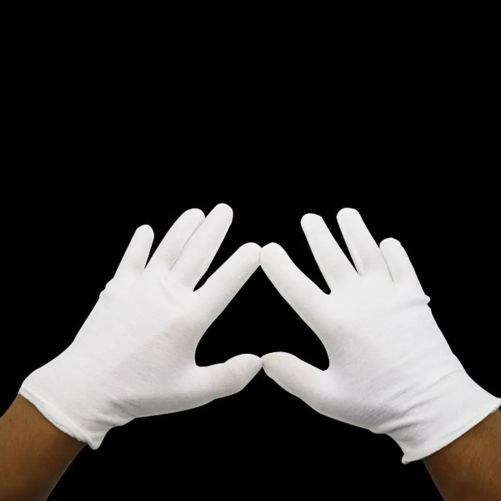 

16 пар высококачественных хлопковых перчаток для чистки ювелирных изделий и проверки часов, мягкие, дышащие, моющиеся, эластичные, белые, хлопковые перчатки для женщин