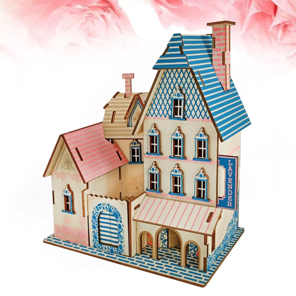 

3D Wooden Diy Assembly Villa Kids For Creativity Imagination Wood Color Jigsaw Kit Wooden House Puzzle 3D Puzzle For Kids