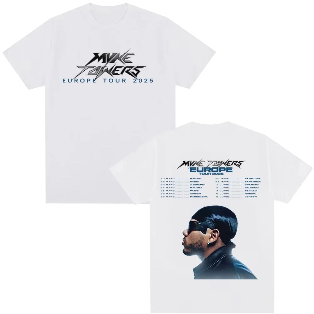 

2025 Rapper Myke Towers Europe Tour T-shirts Men Women Fashion Hip Hop Short Sleeve T-shirt Cotton Oversized T Shirts Streetwear