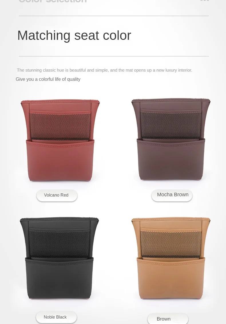 Auto Sitz Mittleren Kleiderbügel Lagerung Tasche Leder Auto Handtasche Halter Zwischen Sitze Kopfstütze Hängen Telefon Wasser Tasse Organizer Taschen – Detail 5