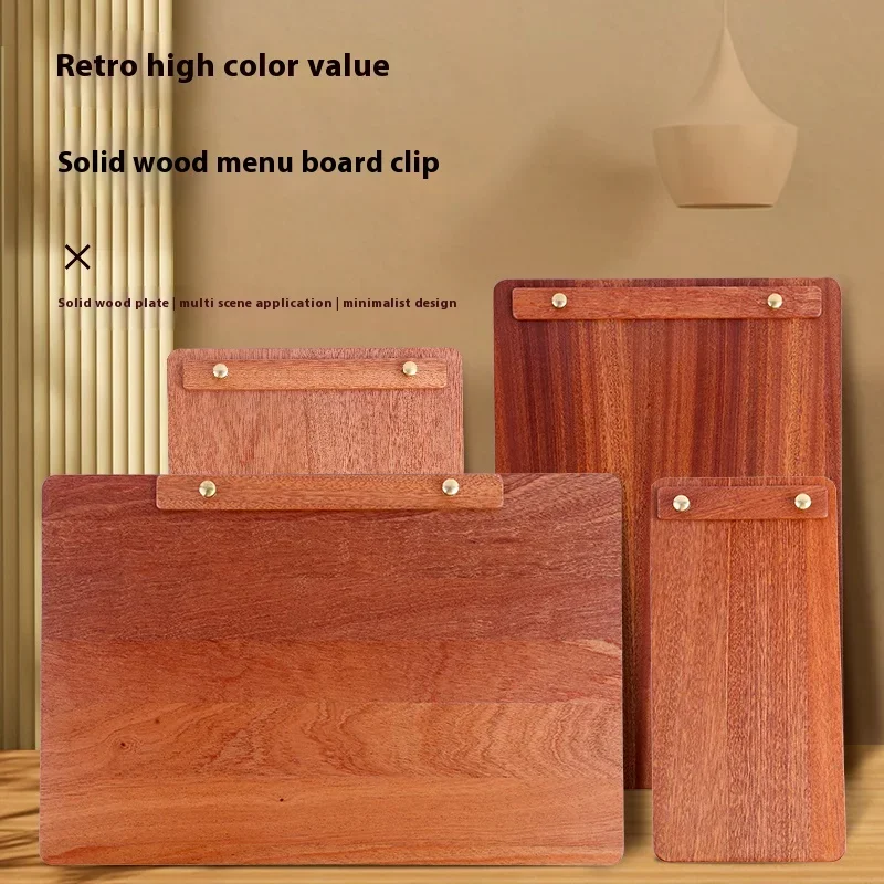 Solid Wood Menu Board Restaurant Wine Order Single Clip Bar Vintage Table Card Bill Board Clip Writing Board Clipboard