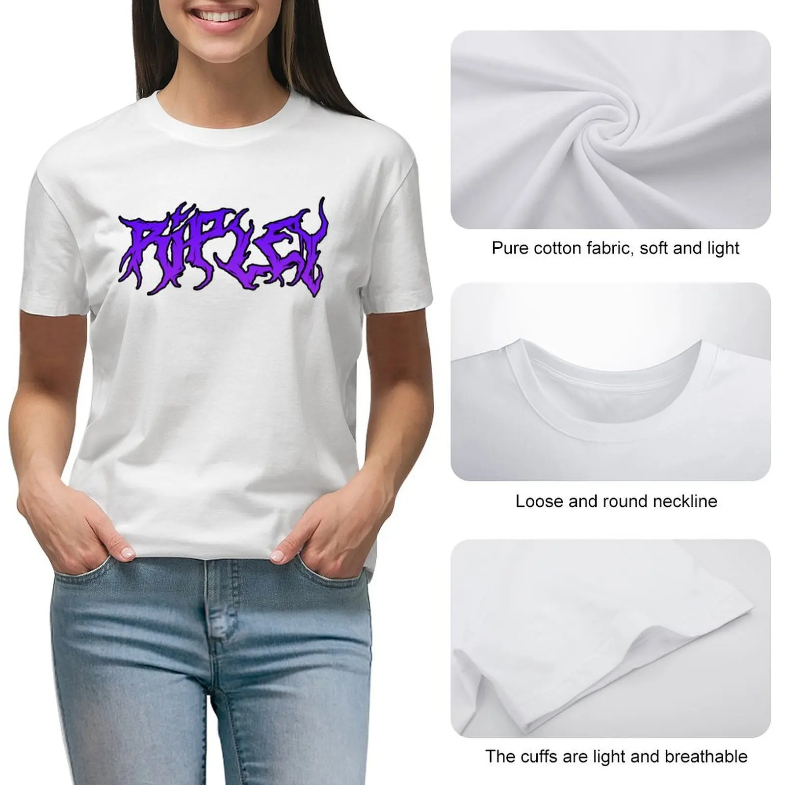 Camiseta Purple Death Metal Ripley, camisetas, top de verano, ropa para mujer