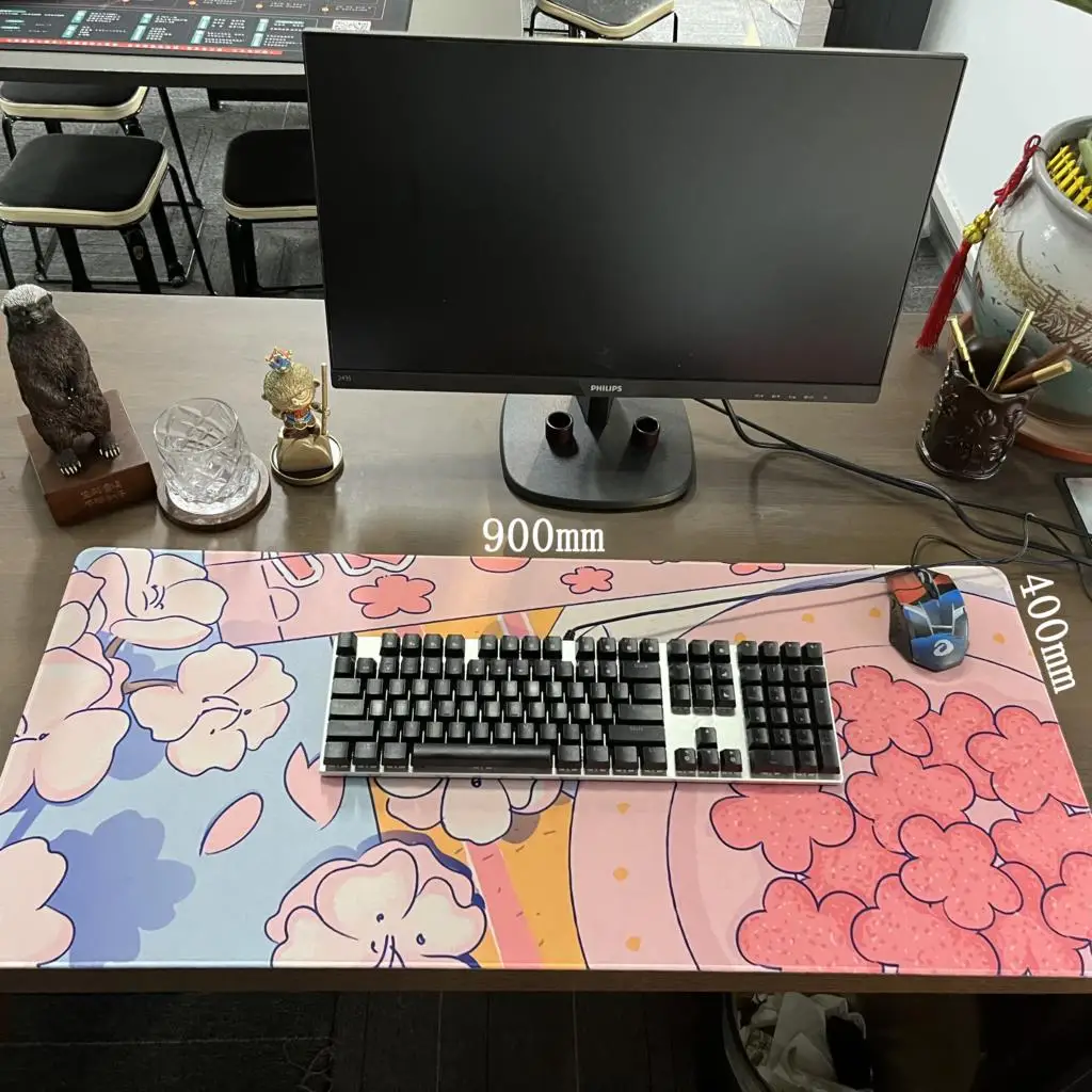 Large Anime Pink Mousepad Gamer Cute Kawaii XXL Gaming Mouse Pad Rubber Otaku Locking Edge Big Fashion Laptop Notebook Desk Mat