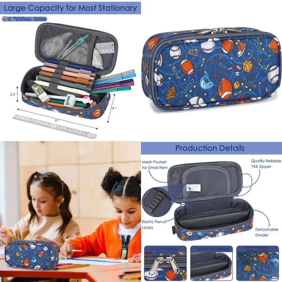 FlowFly Large Capacity Pencil Case for Boys Girls Zippered Multi-Functional Pen Pouch Soft Portable Pencil Bag for School Teens