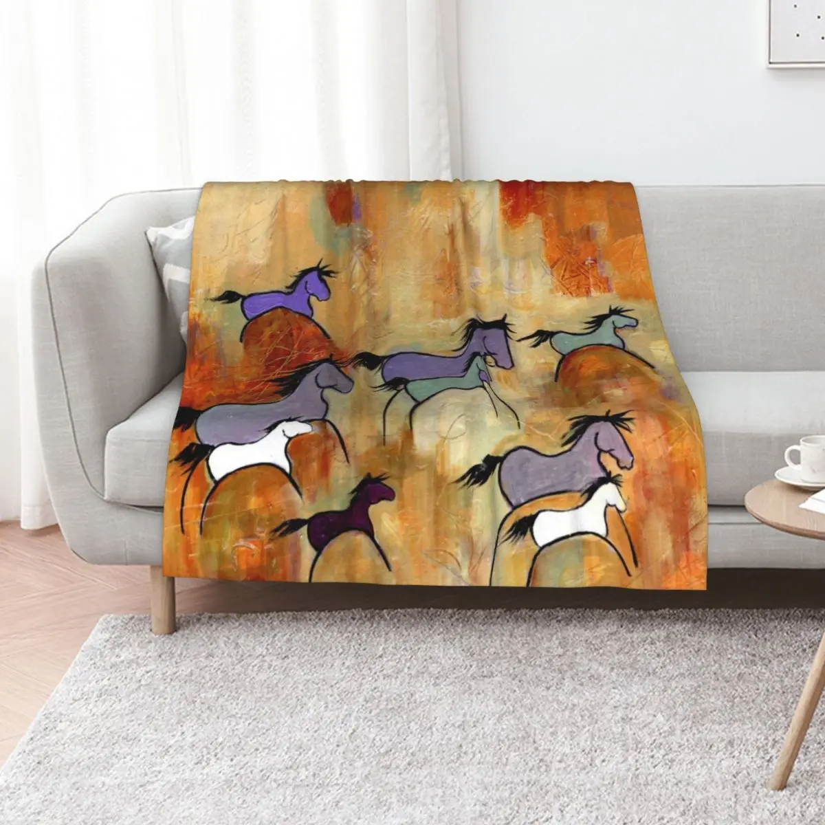 Horse Stampede Throw Blanket blankets ands heavy to sleep for babies anime warm for winter Designers Blankets