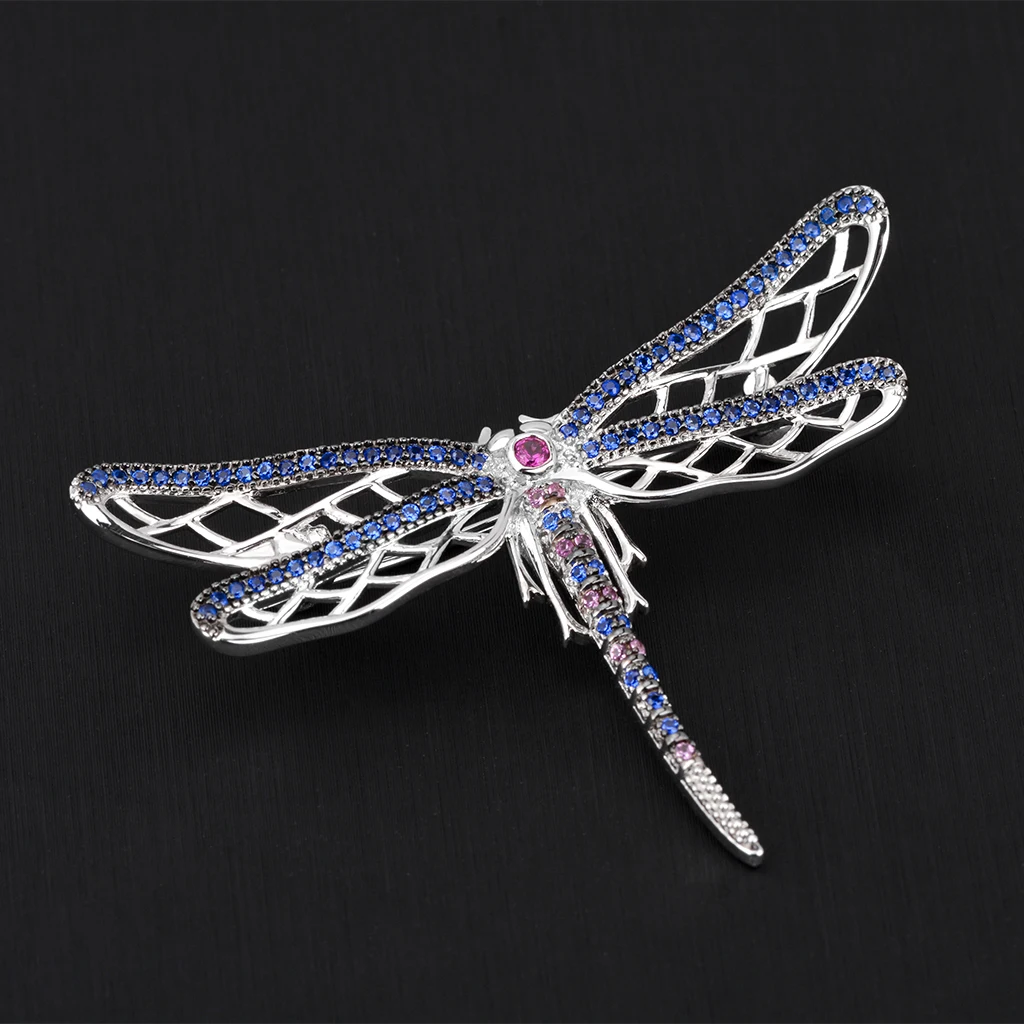 LAIDOJIN Luxury Dragonfly Brooches For Mens Women Rhinestone Zircon Badge Pin Collar Pins Suit Coat Dress Sweater Accessories