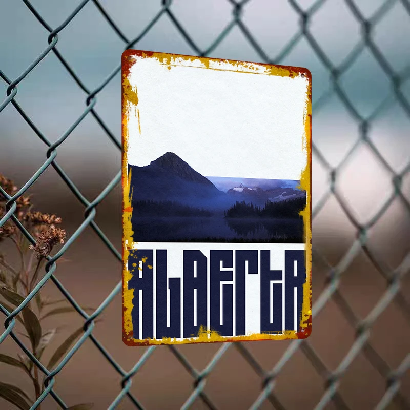 Alberta Mountain Lake Landscape Metal Wall Art Natural Scenery Decor for Home Living Room