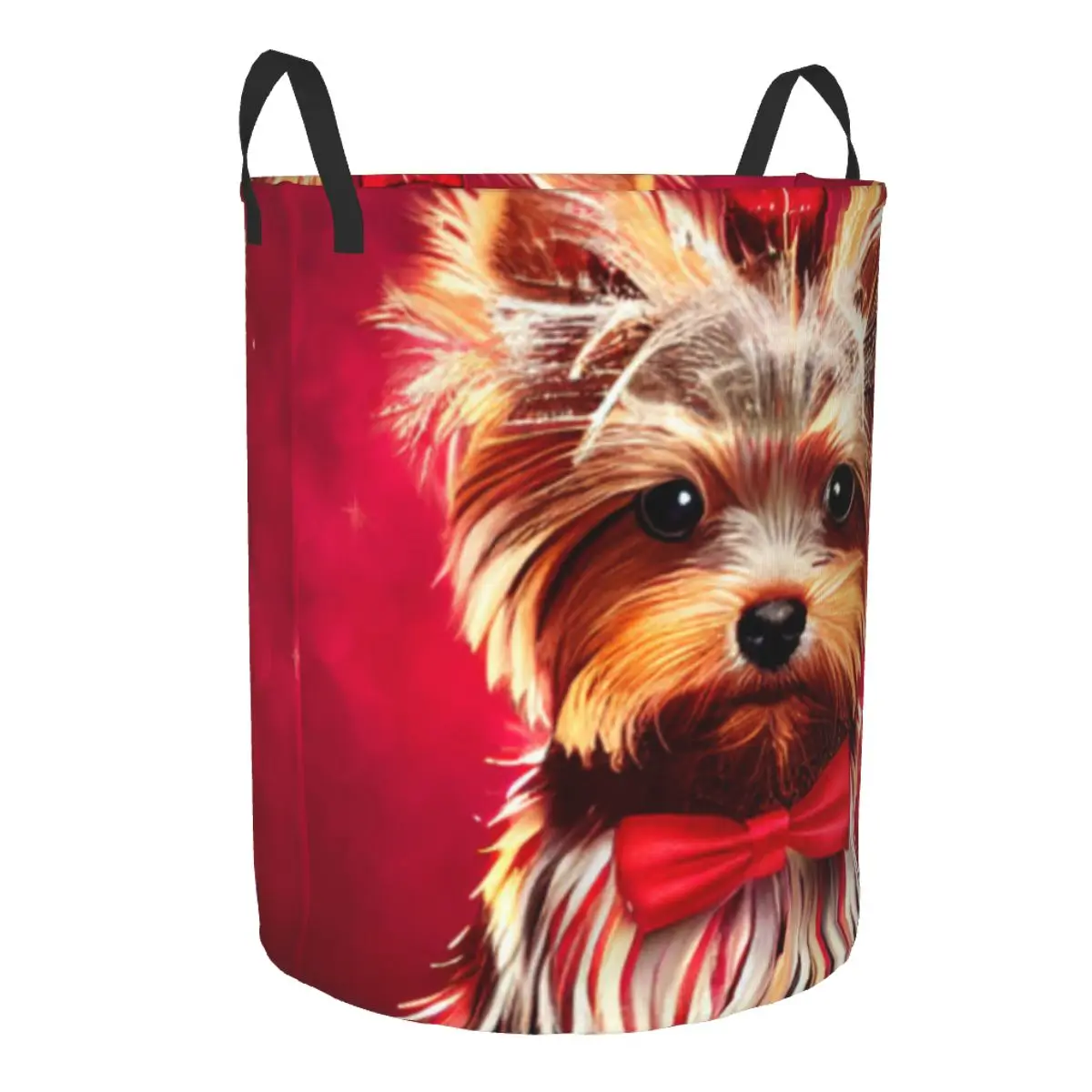 Yorkshire Terrier With Bow Tie Waterproof Storage Bag Household Dirty Laundry Basket Folding Bucket Clothes Organizer