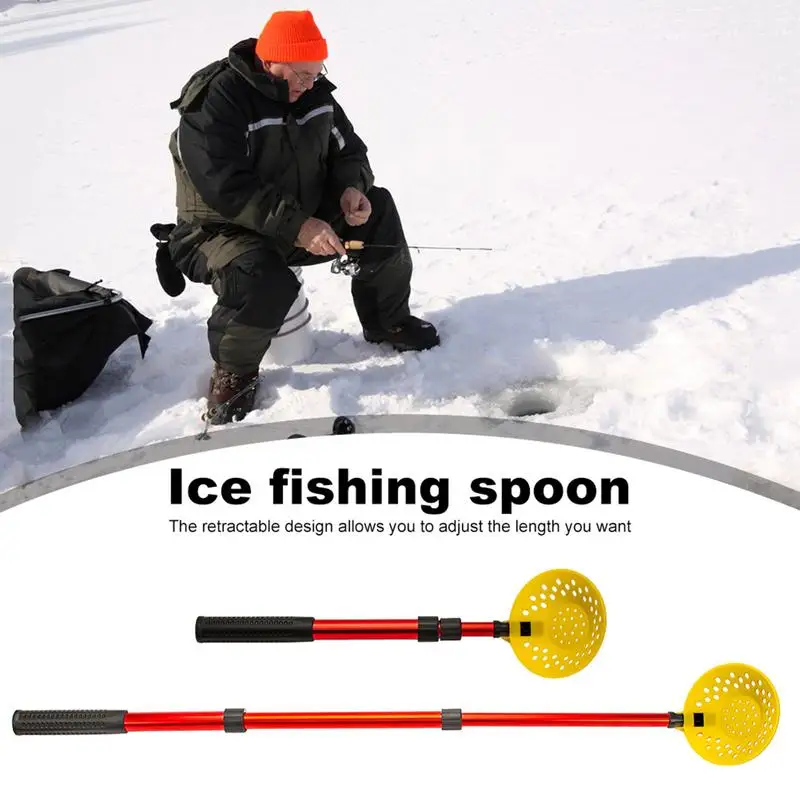 Colher de pesca no gelo de inverno, colher de gelo extensível, confortável, equipamento de pesca no gelo, colher de pesca no gelo para amigos da família