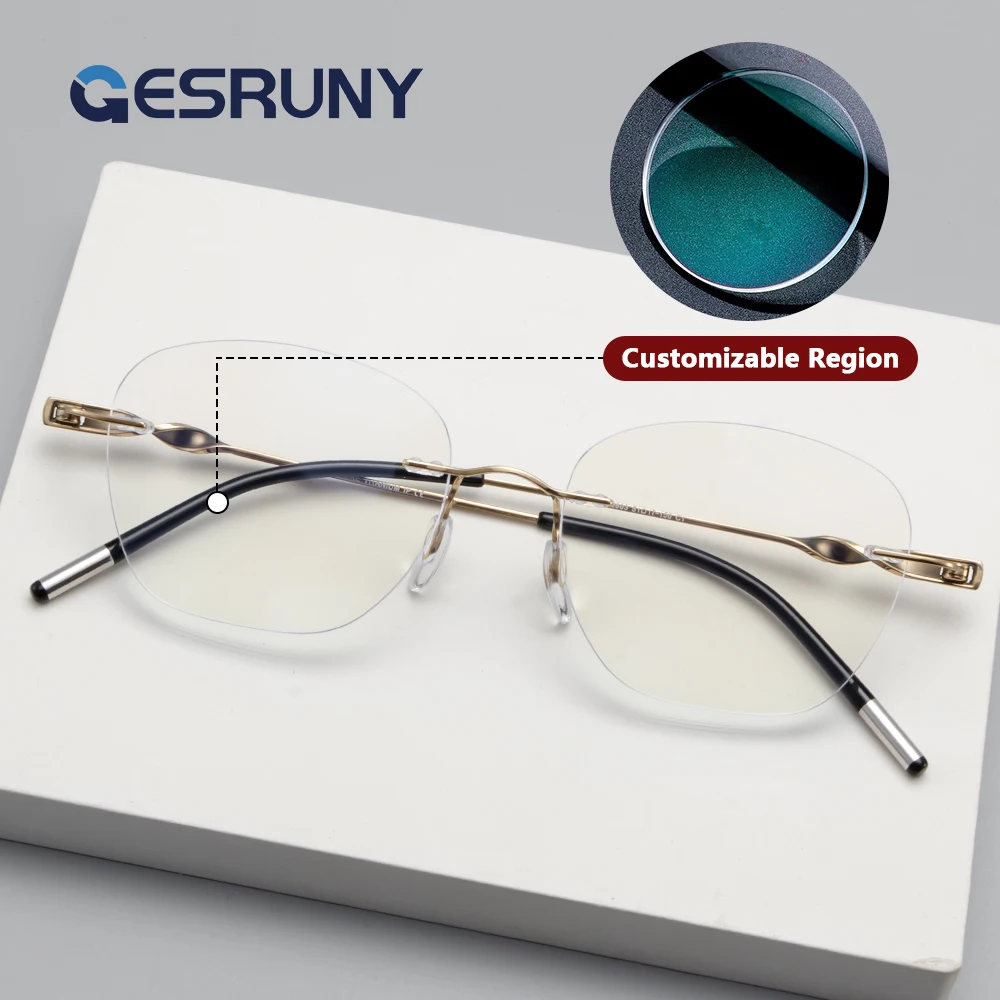 

Gesruny Luxury Frame Progressive Prescription Glasses Titanium Myopia Optical Lenses Eyeglasses For Women Men Reading Eyewear