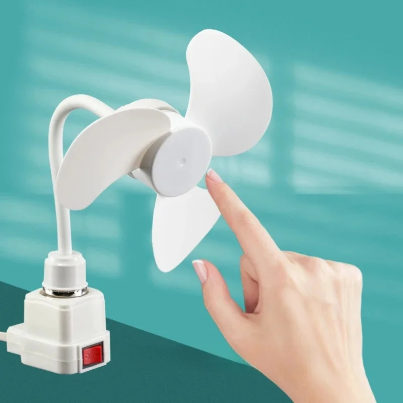 Ceiling Mounted Light Fan Socket with E27 Bulb Holder 14CM Extension Hose Quiet Airflow Cooling Fan for Home Bedroom Office Stud