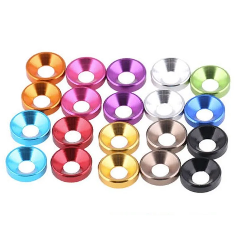 10-50pcs/lot aluminum countersunk washer m2 m2.5 M3 M4 M5 M6 M8 colourful Anodized Countersunk Head  Washers Gasket