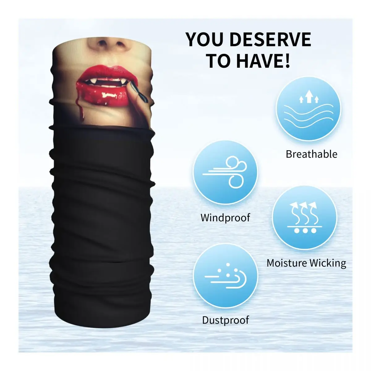 カスタムヴァンパイアファングウィンターヘッドバンドネックウォーマー男女兼用スキーランニングチューブスカーフホラースレイヤーフェイスバンダナゲイター