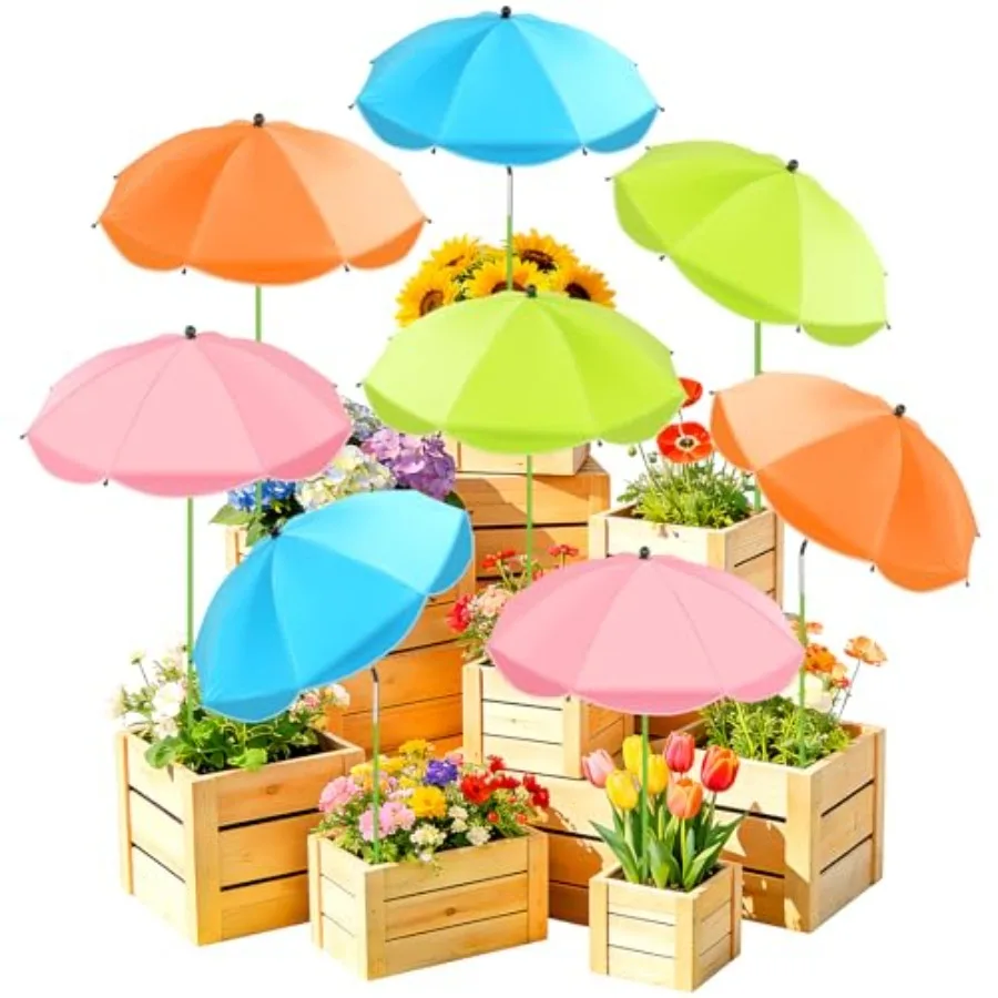 

8 Pack Upgraded Plant Umbrellas for Outdoor Plants, 26" Larger Garden Plant Umbrella Shade with Adjustable Angle, 43.4" Higher