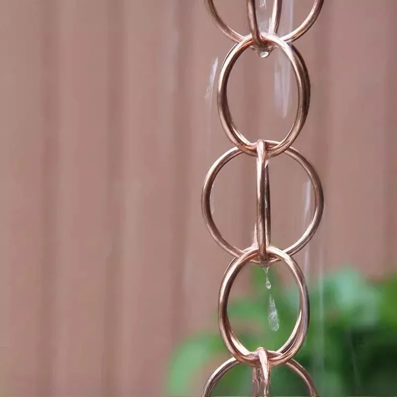 Copper rain chain Garden eaves decoration Ring rain chain Metal chain