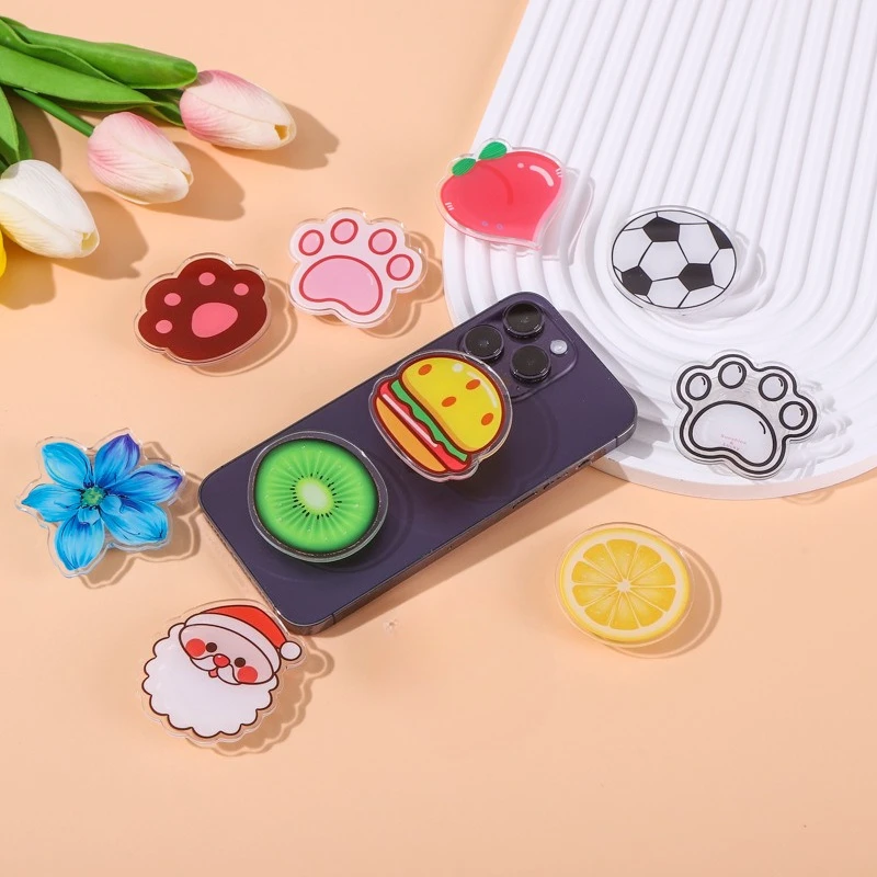 

Креативная имитация мультфильма, забавная милая кошачья коготь, Санта-Клаус, гамбургер, фруктовая акриловая подставка для телефона, простые модные свежие аксессуары