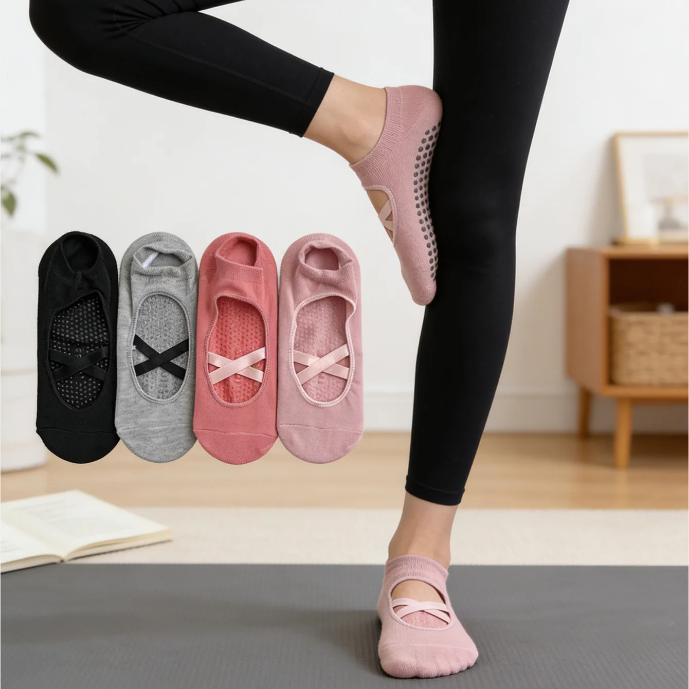 Yoga Sock Women Silicone Anti-slip Ballet Pilates Socks Ballet Dance Backless Breathable Professional Yoga Socks Sport Sock Gift