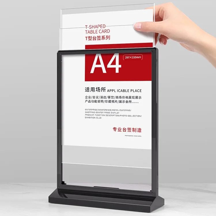 A4/A5/A6 Acrylic T-Shaped Table Sign Holder Display Card Stand Menu Holder Advertising Sign Double-Sided Table Card Restaurants