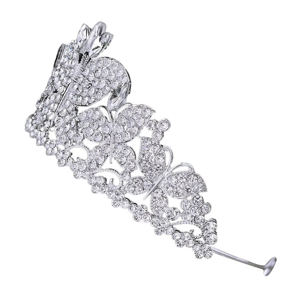 

Свадебная корона-бабочка со стразами, изящное цветное украшение для волос невесты, удобная повязка на голову для выпускного вечера и дня рождения