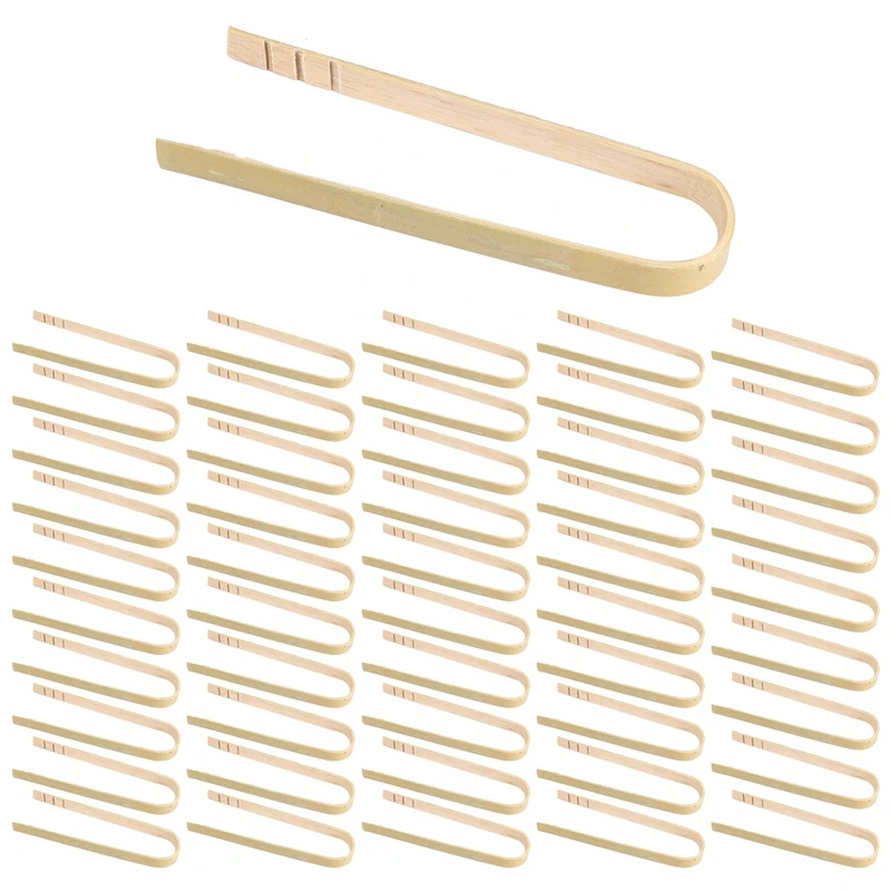 50 pinze utensili da cucina usa e getta mini pinze di bambù pinze per toast naturali per cucinare