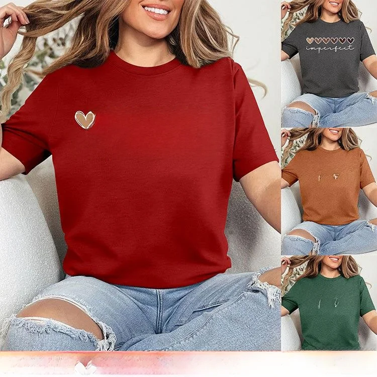 Coleção de Roupas Femininas Asiáticas Marrom para o Dia dos Namorados, Camiseta de Malha de Manga Curta, Moda Europeia para Mulheres