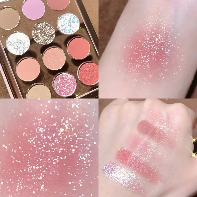 

9 Colors Rose Amber Eyeshadow Palette Makeup Mashed Potato Glitter Glitter Earth Color Matte Shimmer Eye Pigmented Powder Makeup