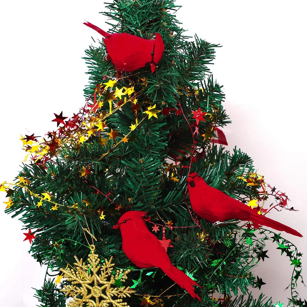 

12 Pcs Artificial Christmas Birds Figurine for Tree Cardinal Decorations Decorative Ornaments Clip Craft