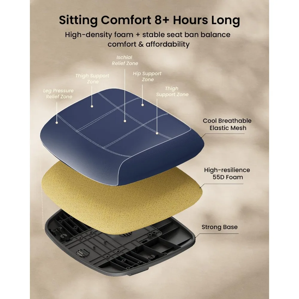 كرسي مكتب مريح ProtoArc - كرسي كمبيوتر شبكي عالي الظهر EC200 مع دعم قطني، ومسند رأس قابل للتعديل ثلاثي الأبعاد ومقعد منزلق