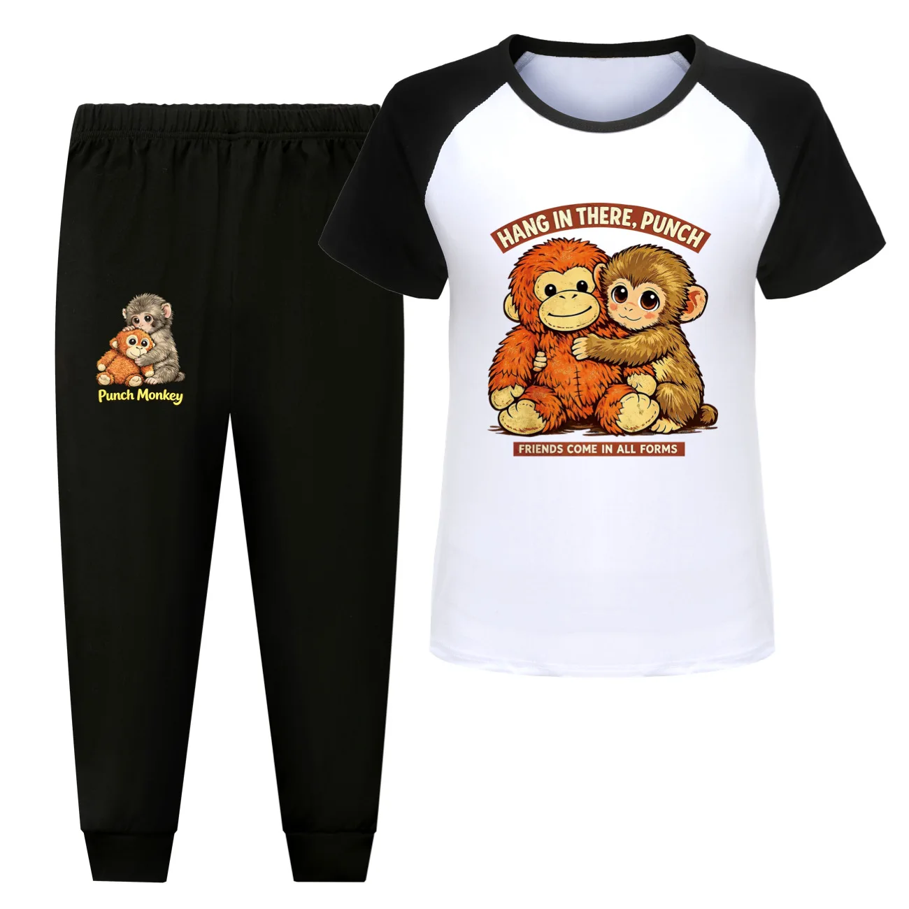 Punch Monkey Children's Pajamas Set Funny Print Cotton Sleepwear Nightwear for Boys Girls Toddler Outfits Boys Pijama Clothes