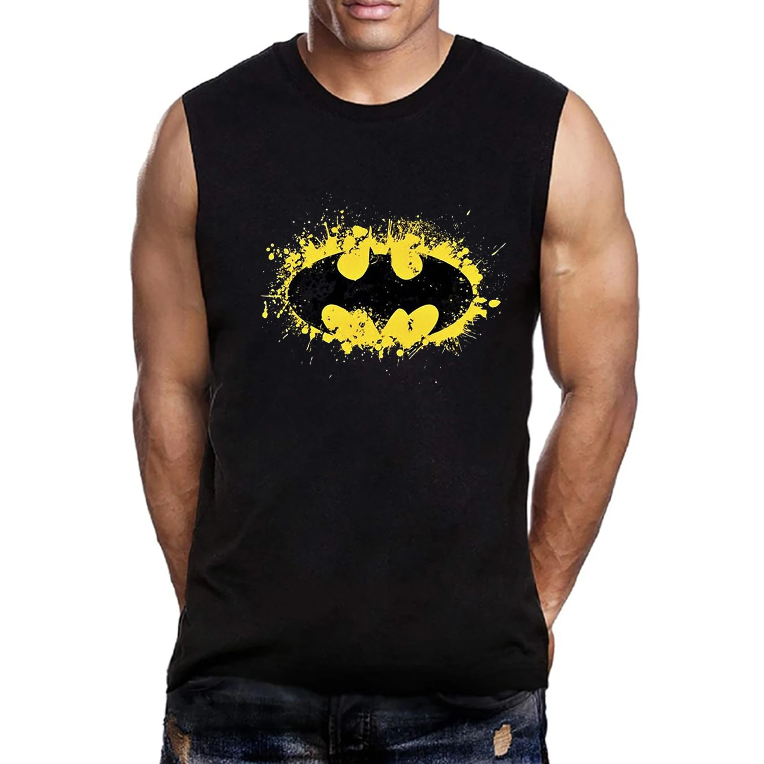 Classic Superhero T-Shirt Bat America Spider Graphic Tank Top Sleeveless Streetwear Loose Trend T Shirt Men's Clothing Male Top