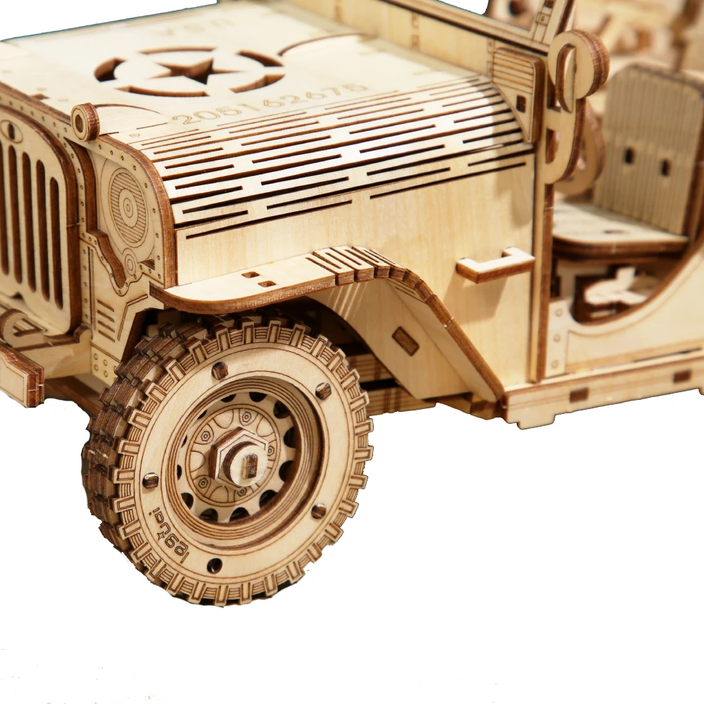 3d Wooden Off-road Cars Puzzles Building Blocks Kits Military Collections Toys for Teens Adults DIY Assembling Jeep Models Gift