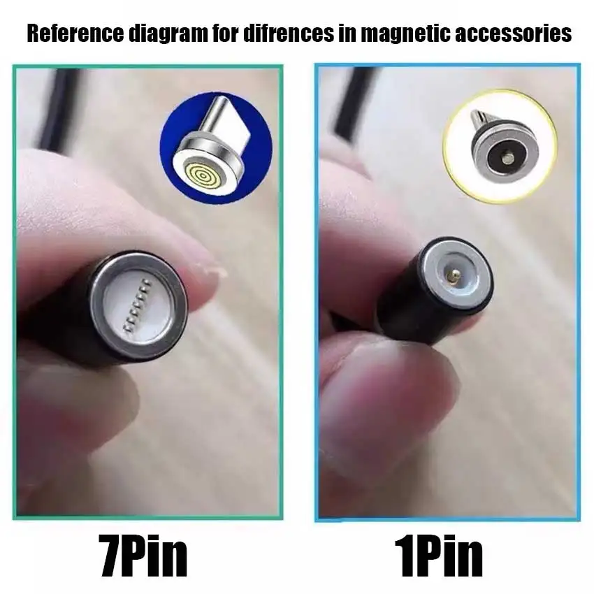 1-5Pcs Micro USB Type C Magnetic Tips Male Plug Connector USB Charging Port 7pin Female Socket For 360° Rotation Converter Cable